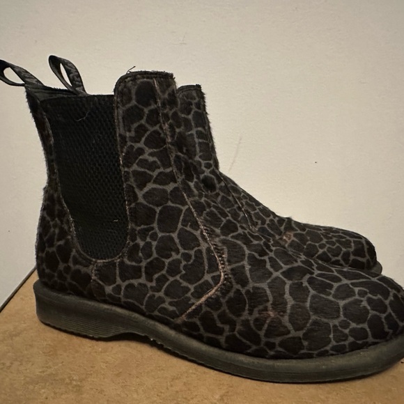 Dr. Martens Shoes - Dr. Martens Black Gray Giraffe-Print Chelsea Ankle Boots